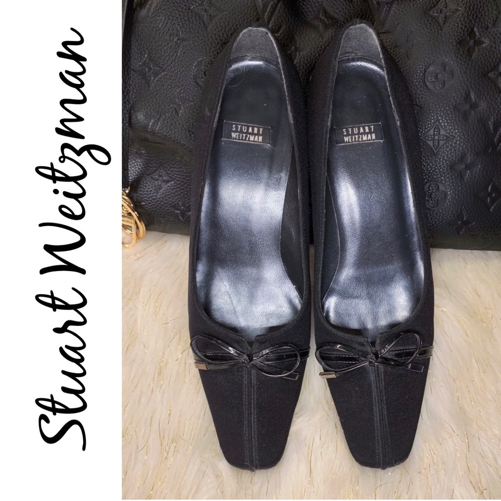 Stuart Weitzman Kitten Heel Square Pump with Bow